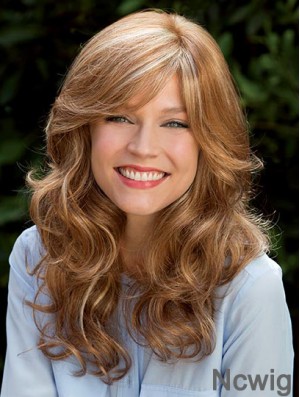 Blonde 16 inch With Bangs Long Flexibility Monofilament Wigs