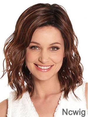 Auburn 14 inch Without Bangs Shoulder Length Top Monofilament Wigs