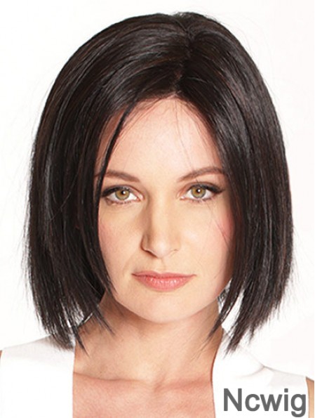 10 inch Chin Length Black Straight Soft Bob Wigs