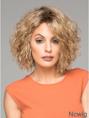 Short Curly Synthetic Wigs Chin Length Blonde Color Curly Style