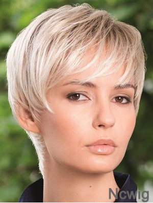 Synthetic Hair Wig Boycuts Straight Style Blonde Color Short Length