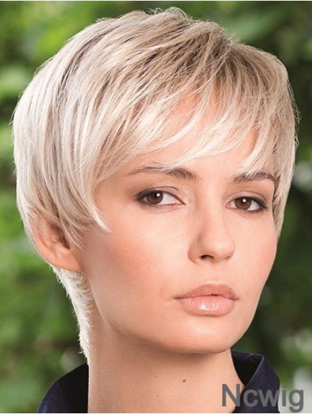 Synthetic Hair Wig Boycuts Straight Style Blonde Color Short Length