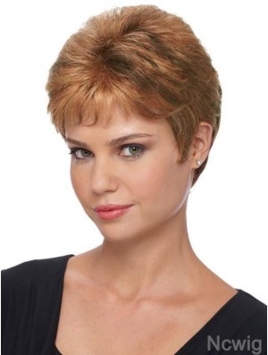 Boycuts Brown Straight 4 inch Ladies Capless Wigs