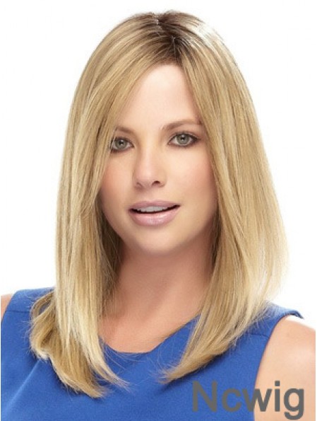 Straight Medium Length Synthetic Wig With Lace Front Shoulder Length