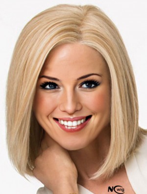 Blonde Synthetic Wig Lace Front Shoulder Length Blonde Color Straight Style