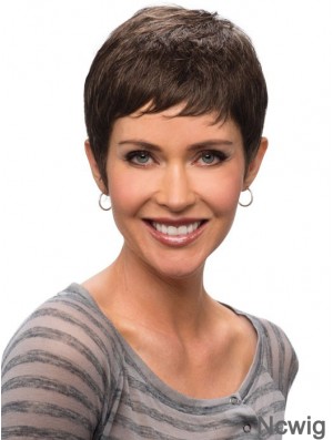 Buy Synthetic Lace Wigs UK Cropped Length Brown Color Straight Style