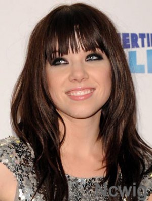 Comfortable Brown Long Straight 16 inch With Bangs Carly Rae Jepsen Wigs