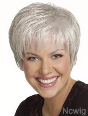 Gorgeous 6 inch Straight Grey Short Wigs