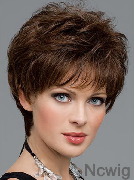 Brown Wavy Short Boycuts Lace Front Cheap Wig UK