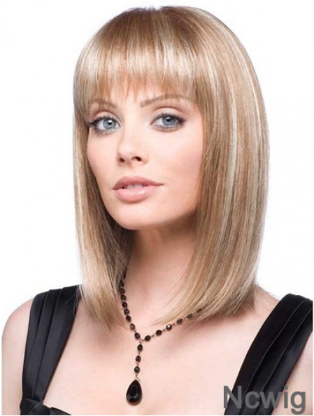 Front Lace Wig Synthetic With Straight Hair Style Blonde Color