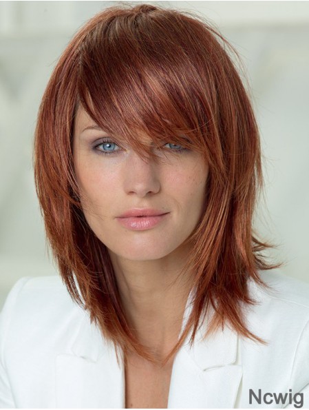 14 inch Straight Layered Capless Auburn Soft Long Wigs