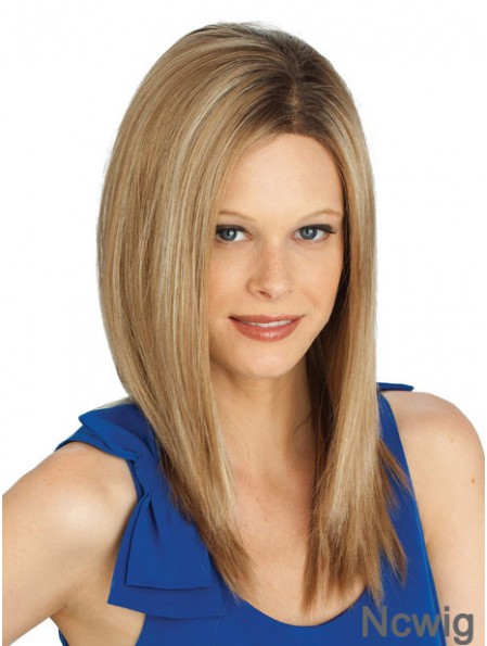 Blonde Straight Long Without Bangs Lace Front Cheap Ladies Wigs