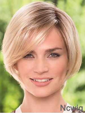 Chin Length Blonde Durable 8 inch Straight Bob Wigs