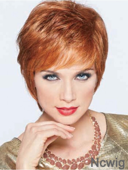 Boycuts Cropped Synthetic Straight Auburn Monofilament Wig Large