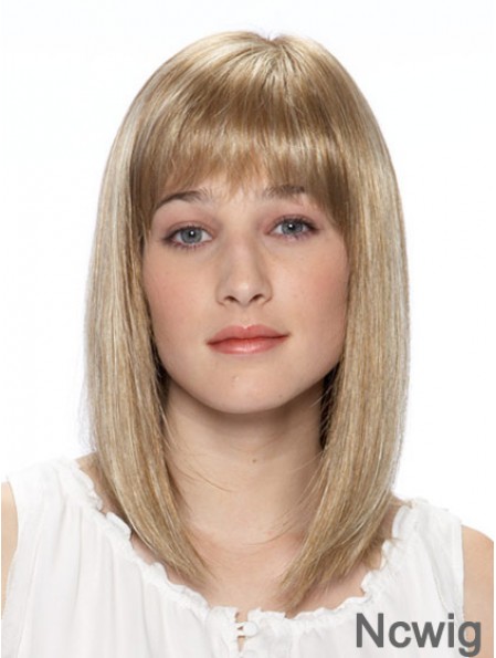 14 inch Blonde Straight Bobs Shoulder Synthetic Lace Front Wig