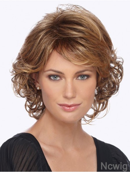 Curly With Bangs 12 inch Blonde Style Synthetic Wigs