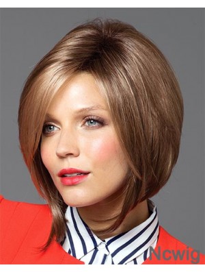 Chin Length Straight Capless Brown No-Fuss Bob Wigs