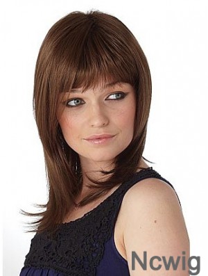 Shoulder Length With Bangs Straight Auburn Incredible Synthetic Wigs