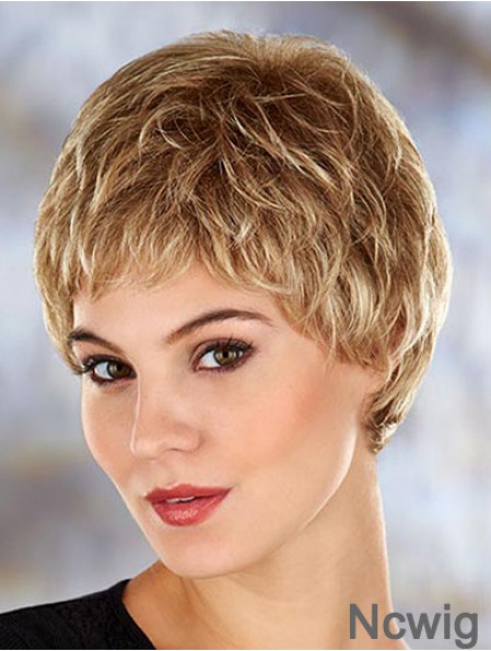 Modern 4 inch Wavy Blonde Boycuts Short Wigs