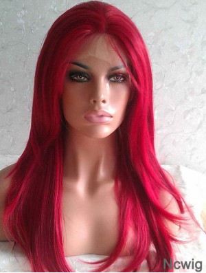 Straight Without Bangs Lace Front Good 20 inch Red Long Wigs