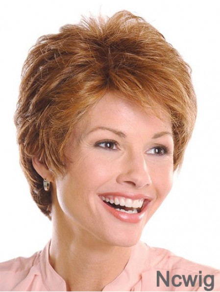 Top 5 inch Wavy Brown Layered Short Wigs