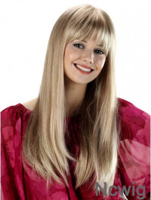 Long With Bangs Straight Blonde Fabulous Synthetic Wigs