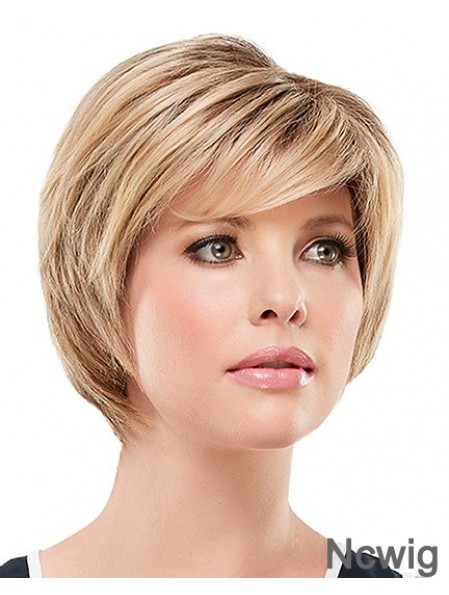 Affordable Blonde Short Straight Layered Lace Front Wigs