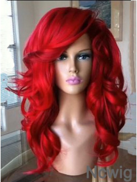 Capless Wavy 18 inch With Bangs Quality Synthetic Red Wig UK