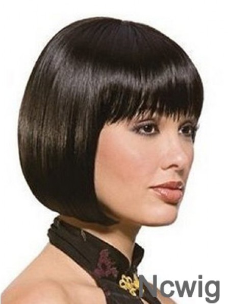 Chin Length Bobs Straight Black Sassy Synthetic Wigs