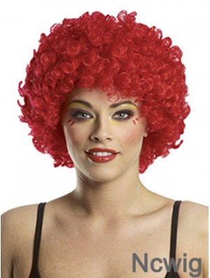 Kinky Without Bangs Short Red Modern Lace Front Wigs