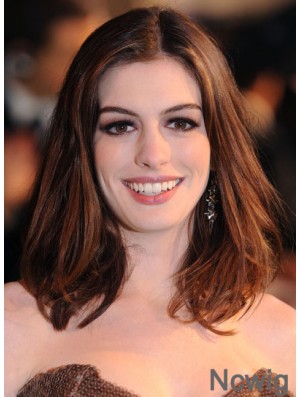 Auburn Shoulder Length Straight Without Bangs Lace Front 14 inch Anne Hathaway Wigs
