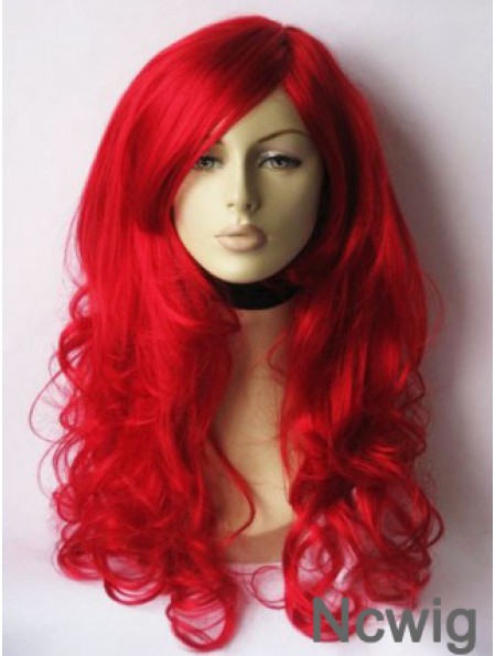 Wavy With Bangs Lace Front Gorgeous 22 inch Red Long Wigs