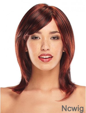 Straight Layered Shoulder Length Red Ideal Lace Front Wigs