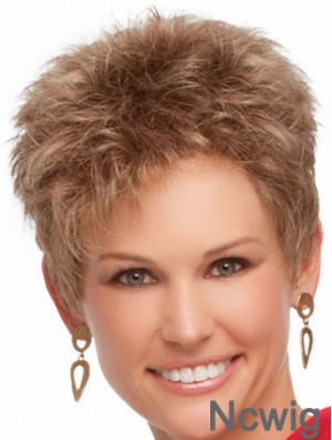 Cropped Boycuts Wavy Blonde Suitable Synthetic Wigs