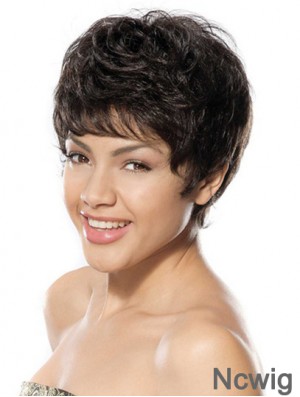 Discount Black Short Boycuts Wavy Glueless Lace Front Wigs