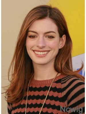 Auburn Long Straight Without Bangs Lace Front 19 inch Anne Hathaway Wigs