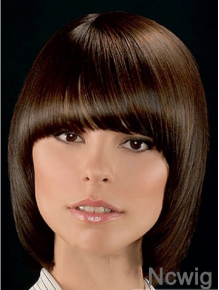 Top Brown Chin Length Straight Bobs Lace Front Wigs