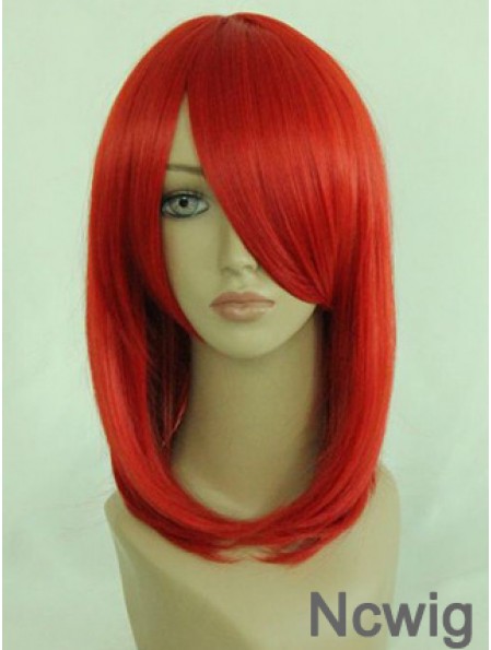 Red Shoulder Length Straight With Bangs 14 inch Online Medium Wigs