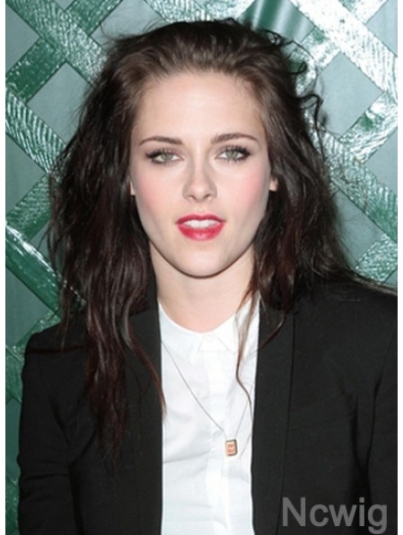 Suitable Brown Shoulder Length Wavy 20 inch Without Bangs Kristen Stewart Lace Wigs