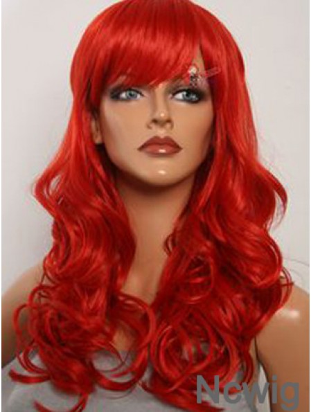 Wavy With Bangs Lace Front Fashion 20 inch Red Long Wigs