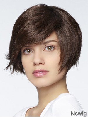 Straight Short Auburn 6 inch Monofilament Style Bob Wigs