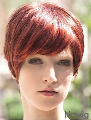 Incredible 8 inch Straight Red Boycuts Short Wigs