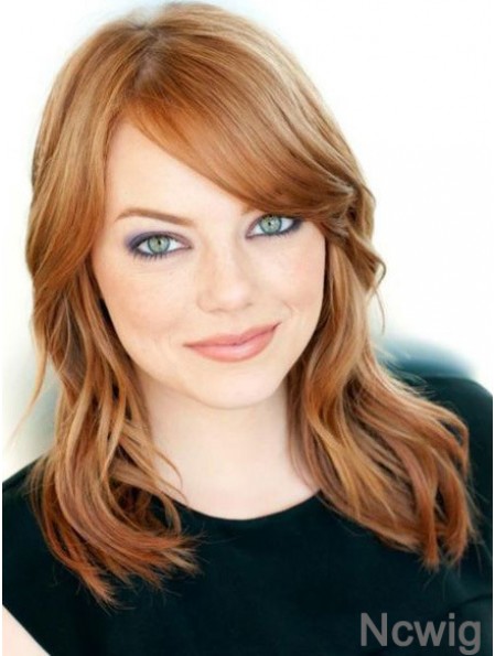 16 inch Wavy Without Bangs Lace Front Copper Designed Long Emma Stone Wigs