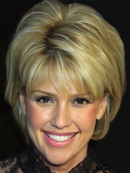 Good Blonde Short Straight With Bangs 10 inch Synthetic Wigs