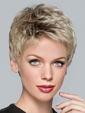 Boycuts Blonde Synthetic Straight 3 inch Short Hair Wigs