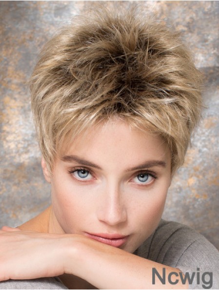 4 inch Blonde Synthetic Boycuts Straight Short Hair