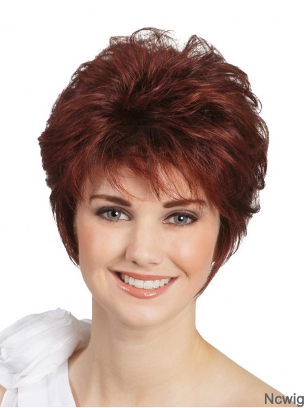 Monofilament Red 8 inch Wavy Classic Wigs For People With Cancer