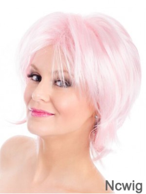 Straight Bobs Pink 8 inch Capless Wig Fashion