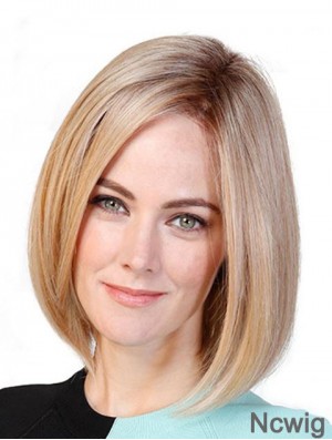 Straight Bobs Blonde 11 inch Monofilament Cancer Patient Wigs