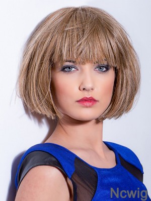 100% Hand-tied Synthetic 8 inch Chin Length Straight Auburn Bobs Wigs For Cancer